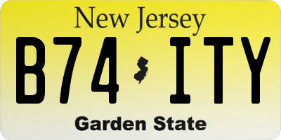 NJ license plate B74ITY
