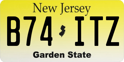 NJ license plate B74ITZ