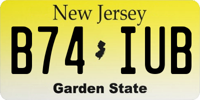 NJ license plate B74IUB