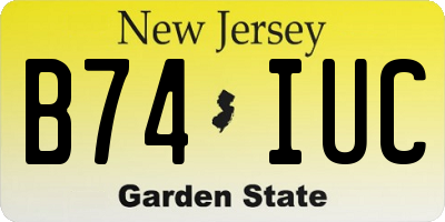 NJ license plate B74IUC