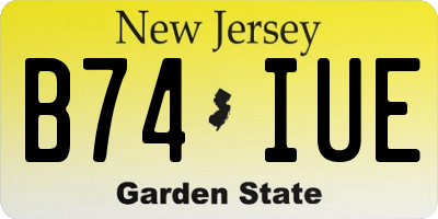NJ license plate B74IUE