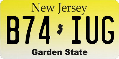 NJ license plate B74IUG