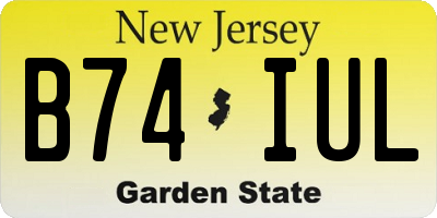 NJ license plate B74IUL