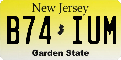 NJ license plate B74IUM
