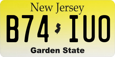 NJ license plate B74IUO