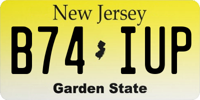 NJ license plate B74IUP