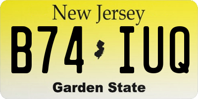 NJ license plate B74IUQ