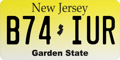 NJ license plate B74IUR