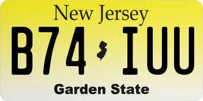 NJ license plate B74IUU
