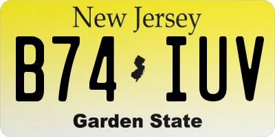 NJ license plate B74IUV