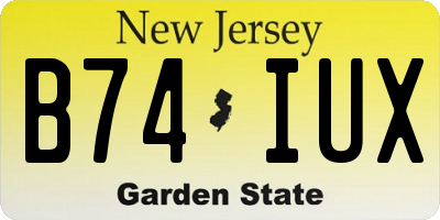 NJ license plate B74IUX