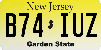 NJ license plate B74IUZ