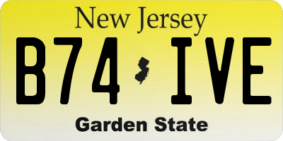 NJ license plate B74IVE