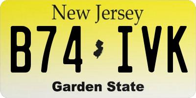 NJ license plate B74IVK