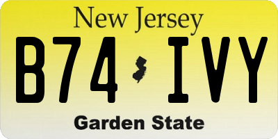 NJ license plate B74IVY