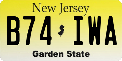 NJ license plate B74IWA