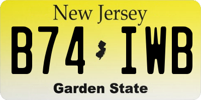 NJ license plate B74IWB
