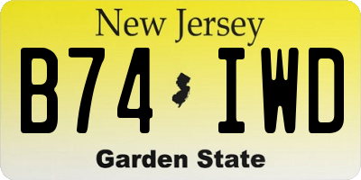 NJ license plate B74IWD