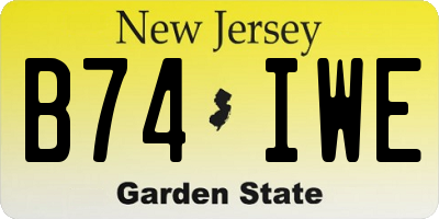 NJ license plate B74IWE