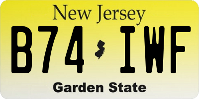 NJ license plate B74IWF