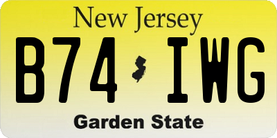 NJ license plate B74IWG