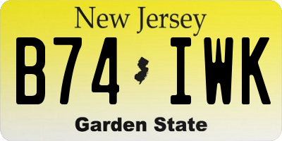NJ license plate B74IWK