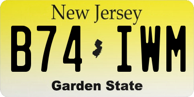 NJ license plate B74IWM