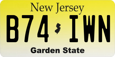 NJ license plate B74IWN