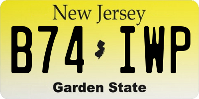 NJ license plate B74IWP