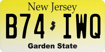 NJ license plate B74IWQ
