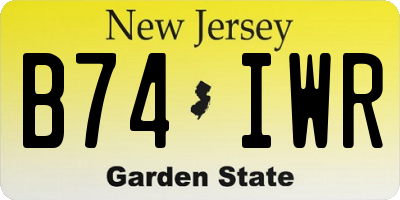 NJ license plate B74IWR