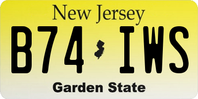 NJ license plate B74IWS