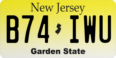 NJ license plate B74IWU