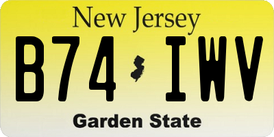 NJ license plate B74IWV