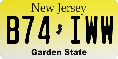 NJ license plate B74IWW