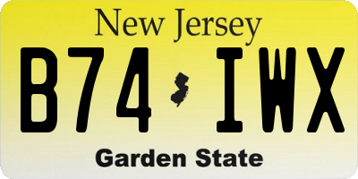 NJ license plate B74IWX