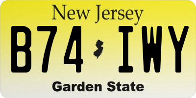 NJ license plate B74IWY