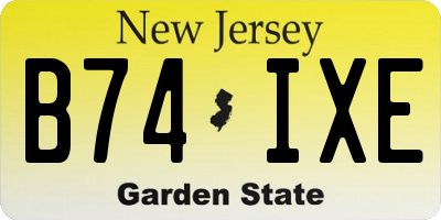 NJ license plate B74IXE