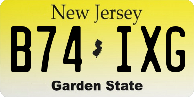 NJ license plate B74IXG