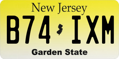 NJ license plate B74IXM