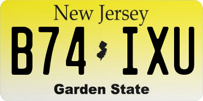 NJ license plate B74IXU