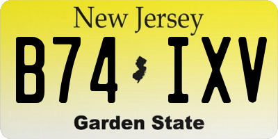 NJ license plate B74IXV