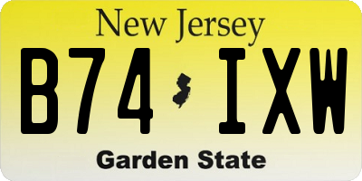 NJ license plate B74IXW