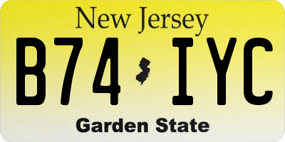 NJ license plate B74IYC