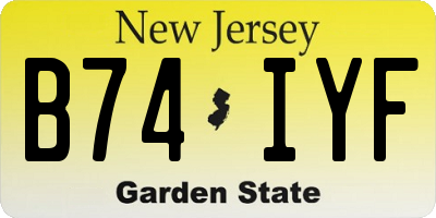 NJ license plate B74IYF