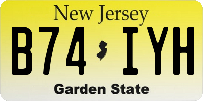NJ license plate B74IYH