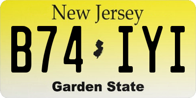 NJ license plate B74IYI