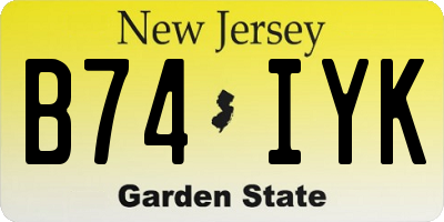 NJ license plate B74IYK