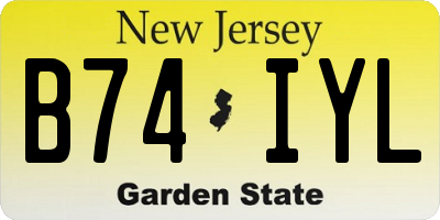 NJ license plate B74IYL