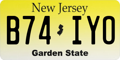 NJ license plate B74IYO